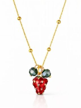 Strawberry" Necklace, 18K Gold Plated Steel